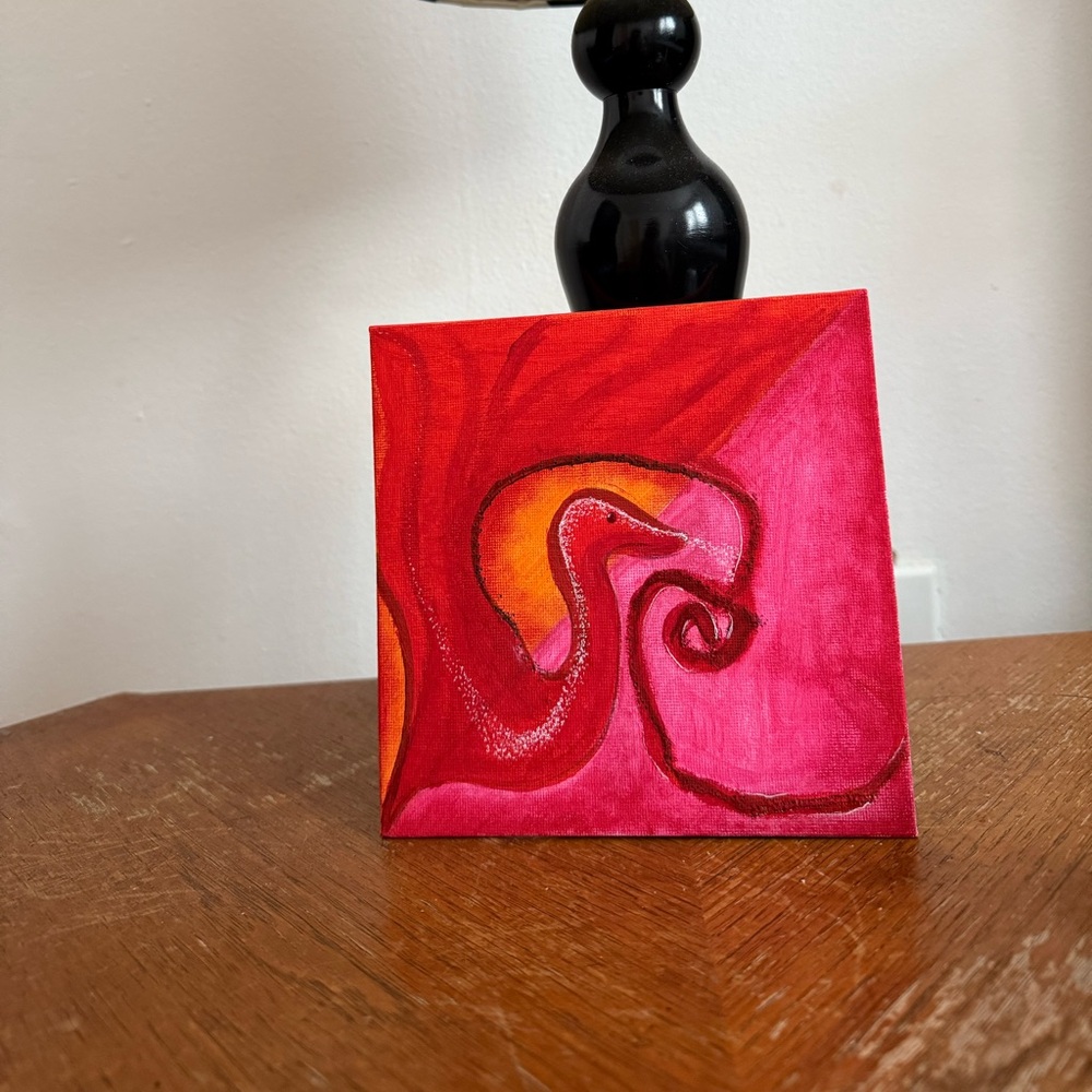 Abstract Red and Pink Swirl Canvas Art - Home Art
